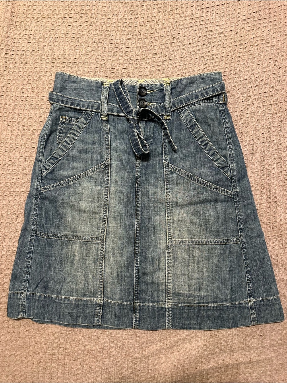 GAP Jeans Y2K 2008 Denim Utility Skirt Sz 24 100% Cotton Double Button